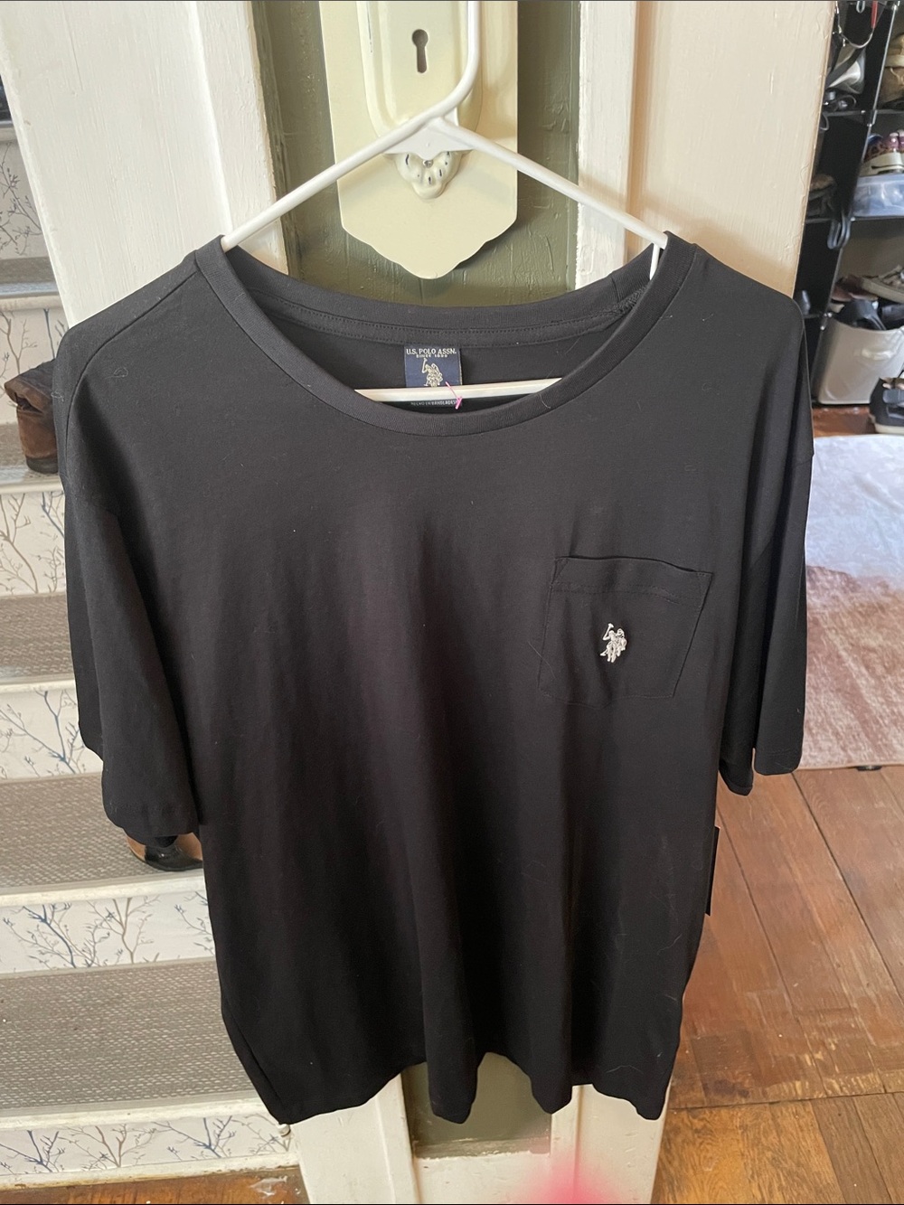 U.S. Polo Assn. Black Short Sleeve Pocket Tee with Logo
